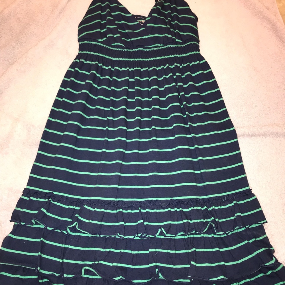Blue with green stripes dress